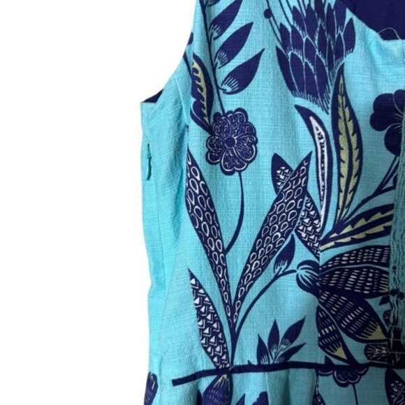 Lands End Blue Radiance Floral Dress Size 10 Beachy Resort Event Blue Boho Flare - Picture 4 of 8